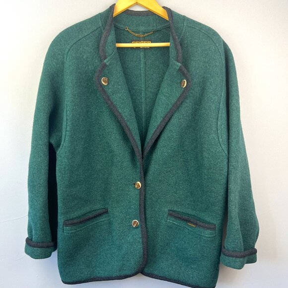 GEIGER Austria 100% Wool Sweater Cardigan Size 42 - Picture 1 of 8